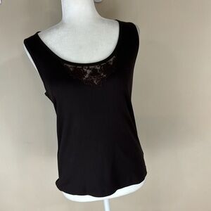 LRL  Lauren Ralph Lauren Brown Ribbed Tank Top Size Large NWT
